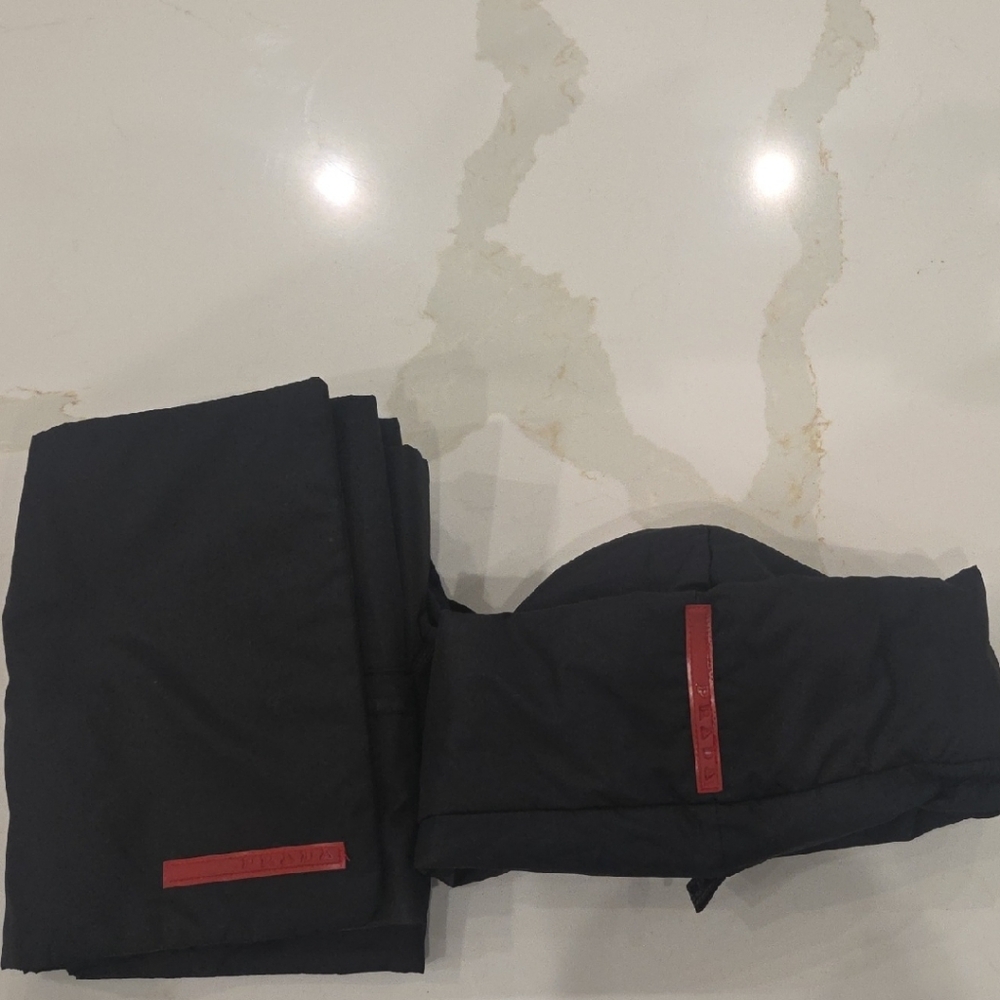 Prada Sport Tecno Material Beanie And Scarf Set.